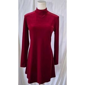 Vintage La Belle Womens Y2K Red Velvet Flared Dress Small 90s